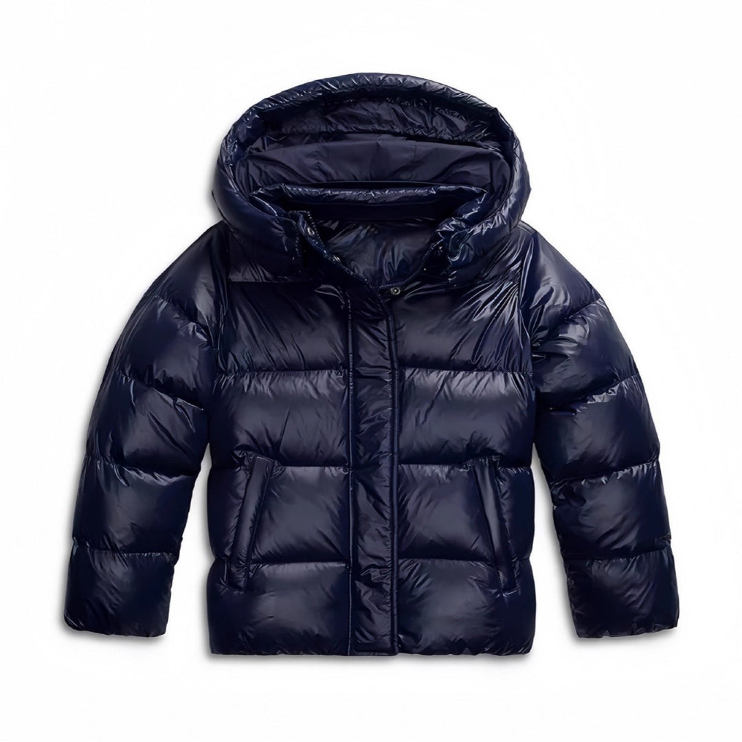 Padded women's hooded jacket in a modern style