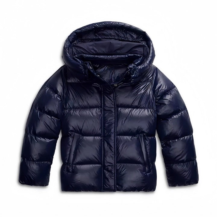 Padded women's hooded jacket in a modern style