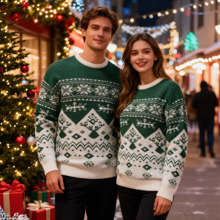 Jacquard knit pullover for couples