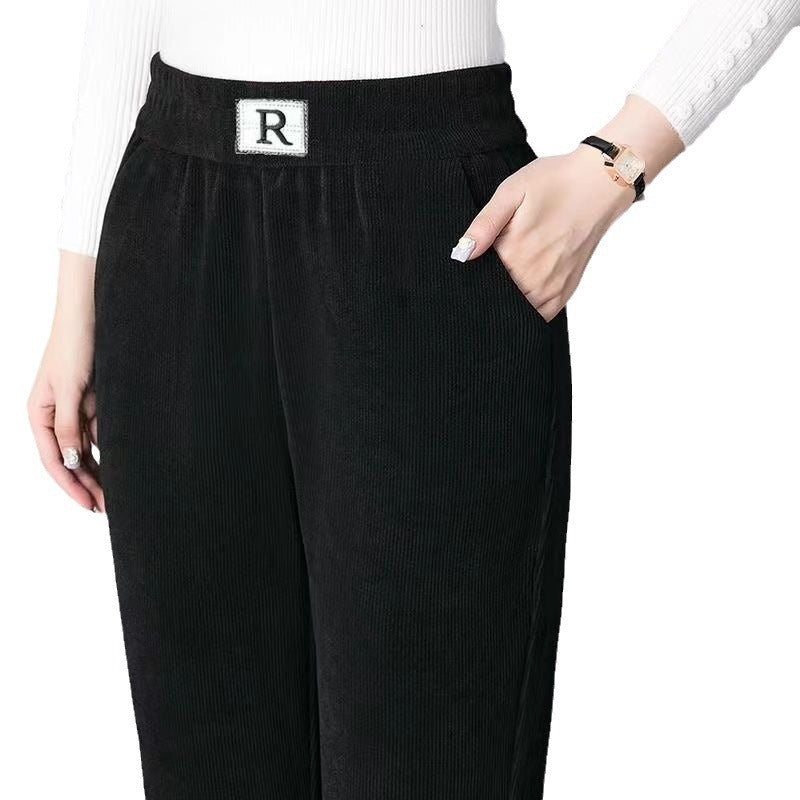 Women’s cord pants, lined, carrot shape, plus sizes