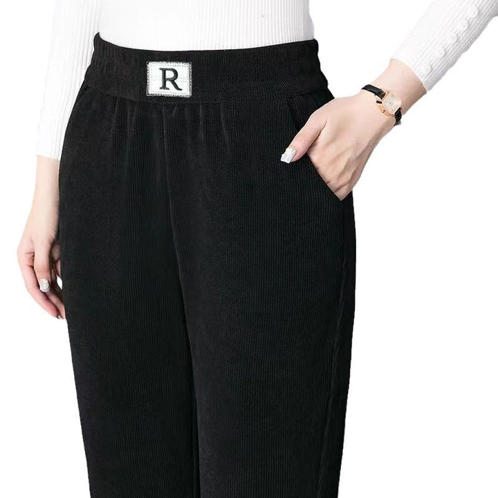 Women’s cord pants, lined, carrot shape, plus sizes