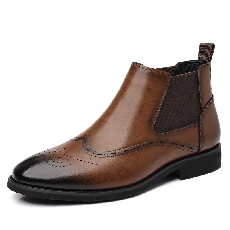 Men's Chelsea Boots in Vintage Brogue Style