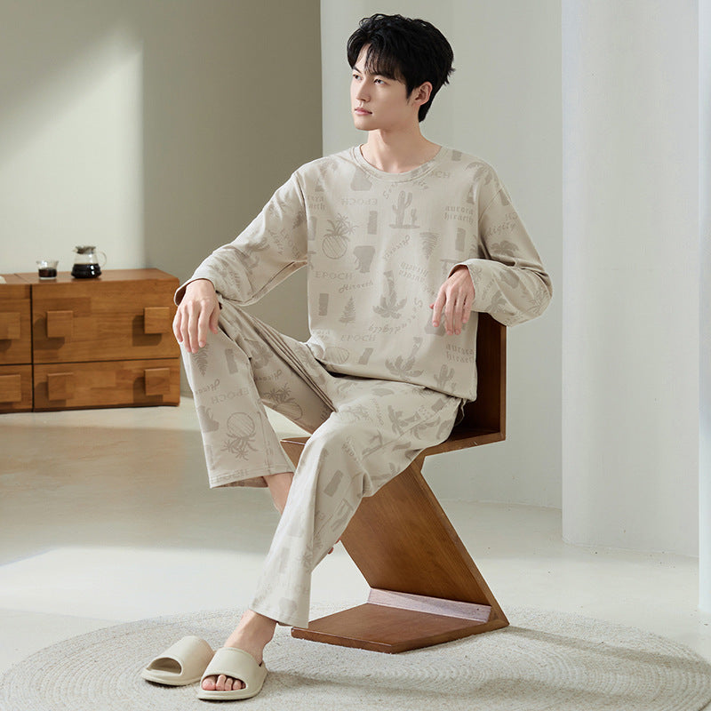 Antibacterial men's lounge suit made of cotton blend