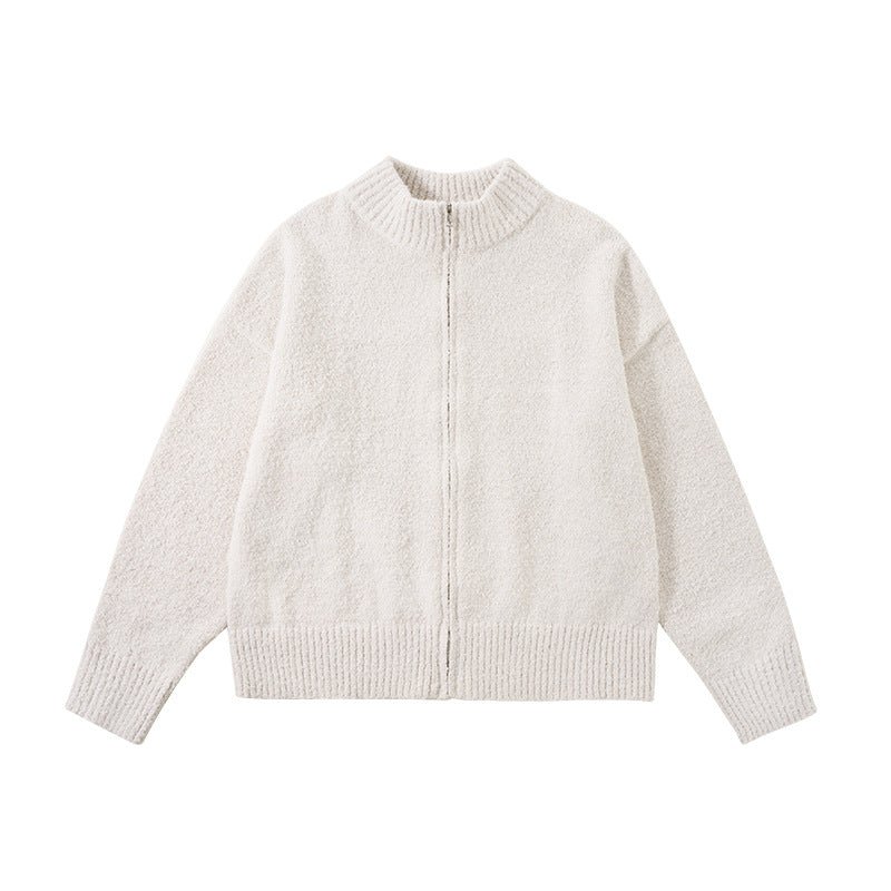 Men's cardigan with stand-up collar
