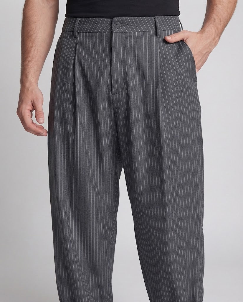 Men's pinstripe palazzo trousers with extra wide leg and high waist Amarae