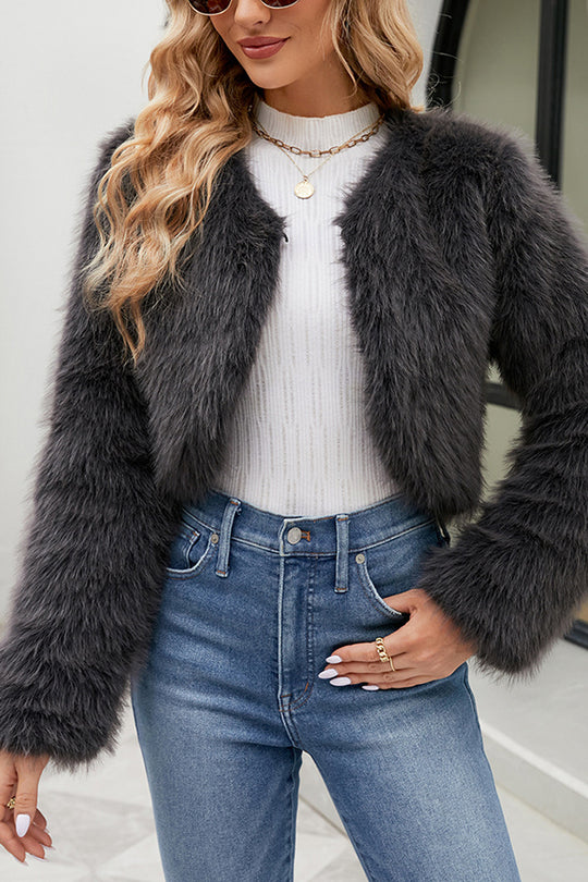 Amarae | Long Sleeve Short Casual Faux Fur Jacket