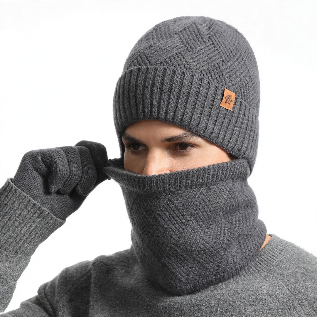Winter Set: Knitted hat, scarf, and gloves