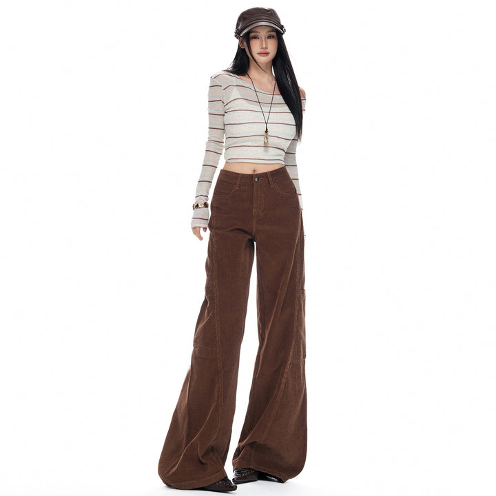 Retro Cord Pants with Wide Leg