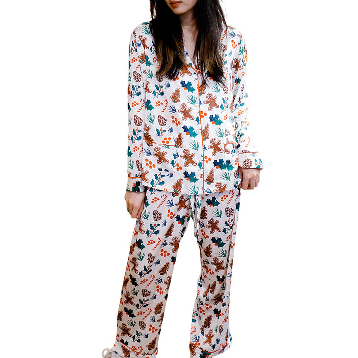 Women's Pajama Set, Silk Look, Long Sleeve, Christmas Design