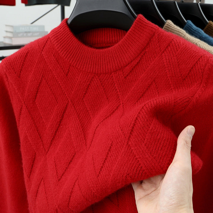 Men's wool sweater, stand-up collar, warm, plus sizes