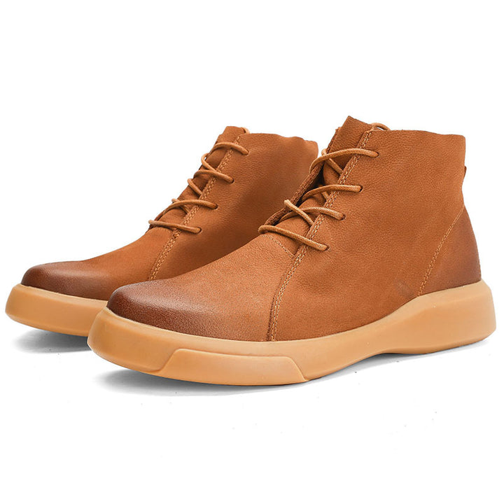 Men's leather ankle boots, sturdy