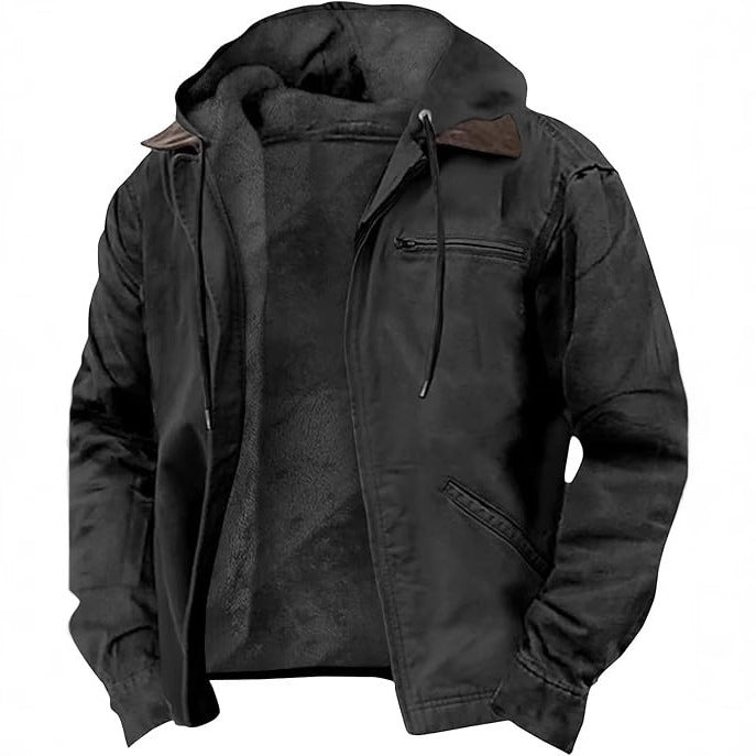 Men's hooded jacket, padded, with zip pockets