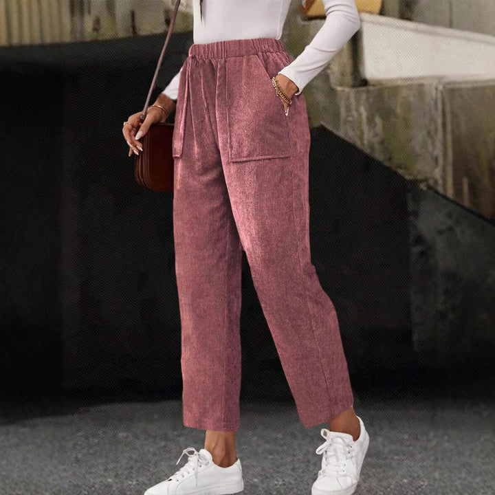 Women's corduroy trousers, straight cut, with pockets