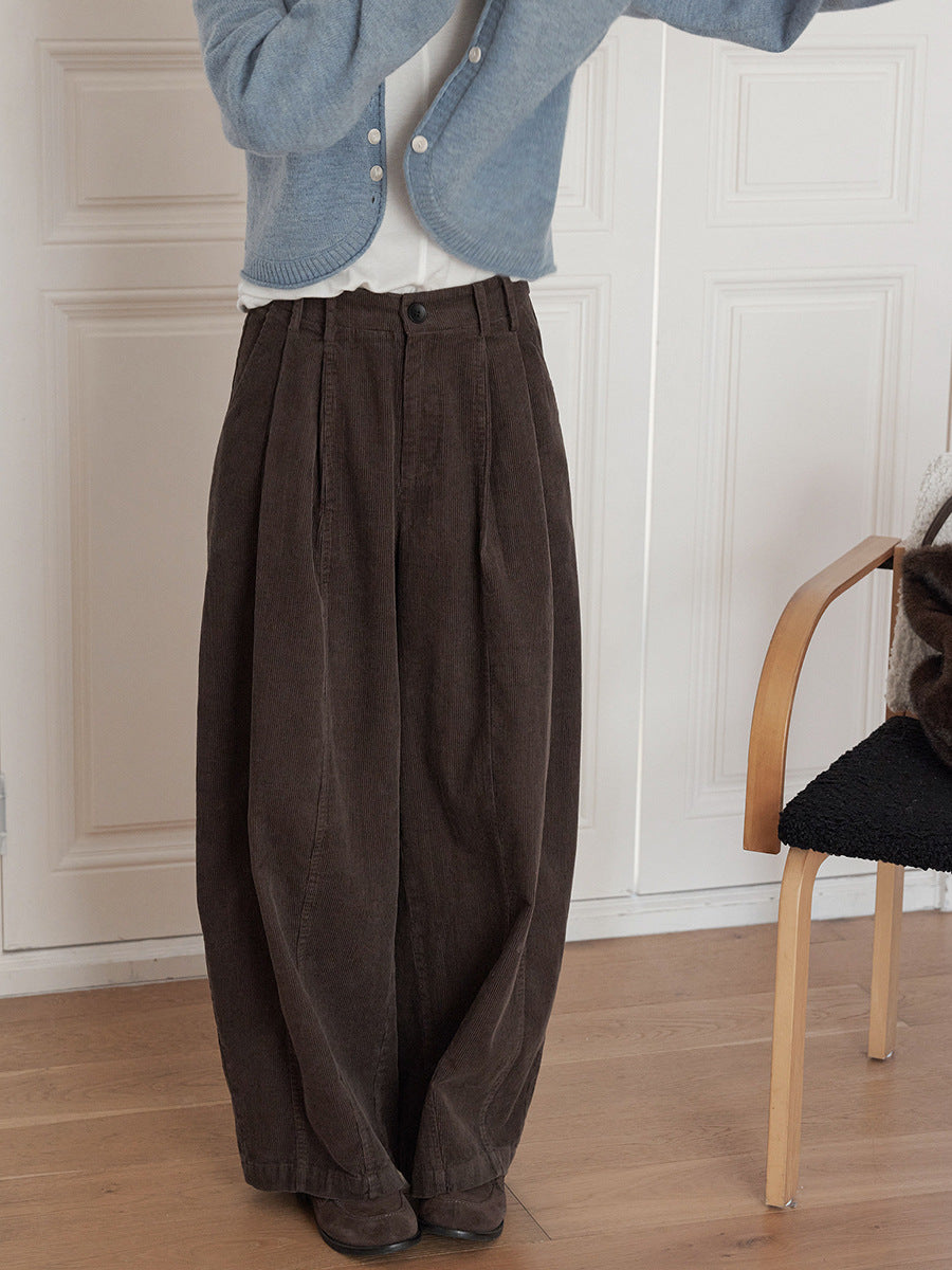 Retro-cord trousers, loose fit, women's
