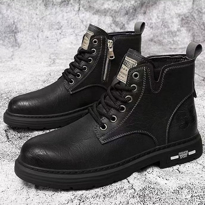 Men's boots, lightweight, vintage style, lace-up boots
