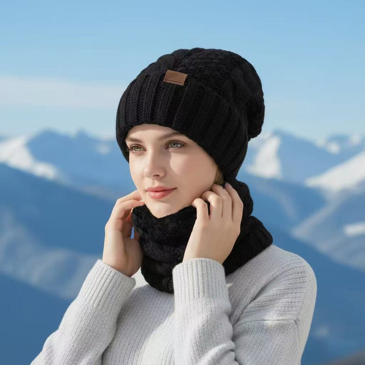 Knit beanie with scarf set for women