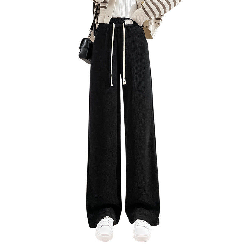 Chenille-Cord-Wide Trousers for Women, lined