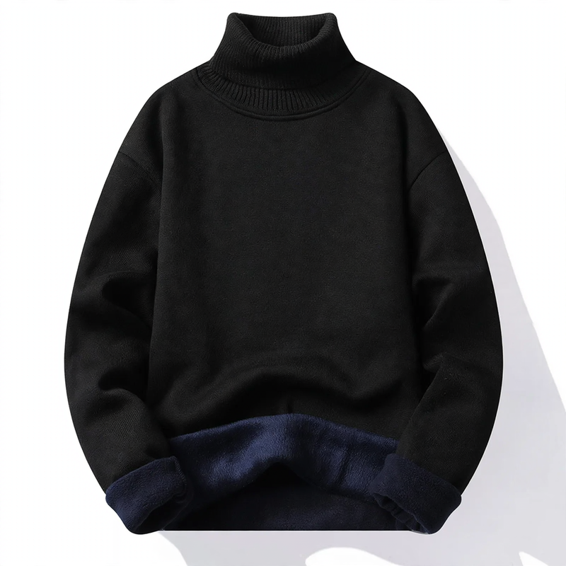 Men's knit sweater with high collar, body-hugging