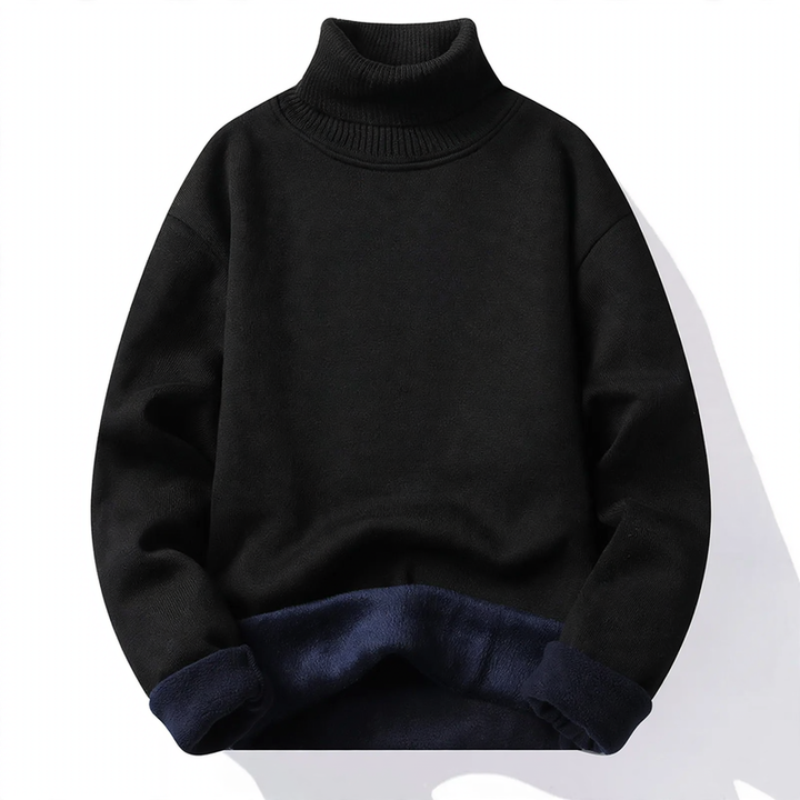 Men's knit sweater with high collar, body-hugging