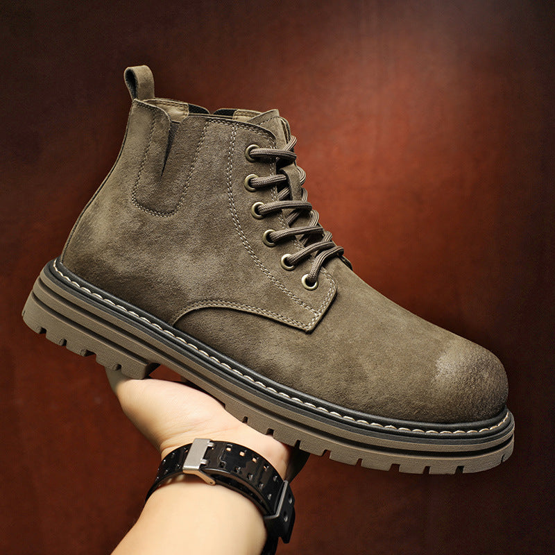 Fashionable men's leather boots in retro style