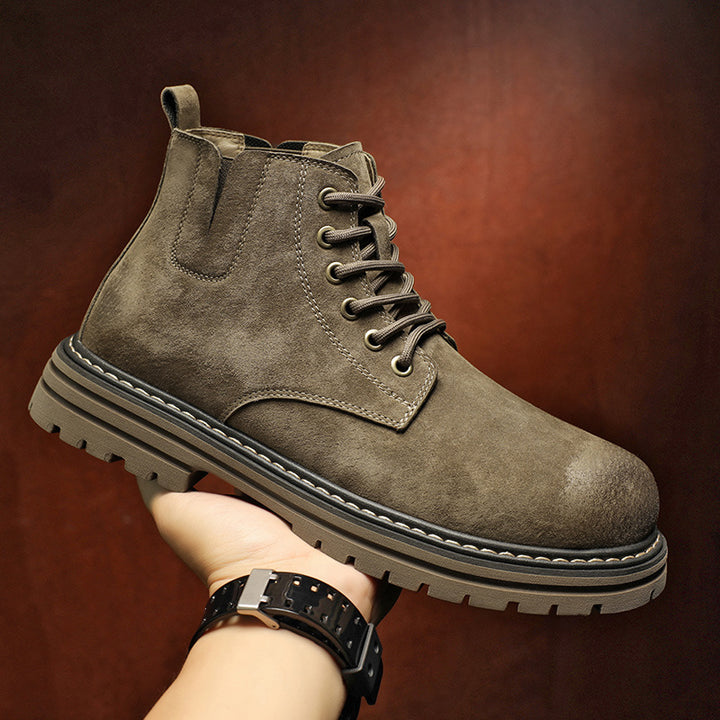 Fashionable men's leather boots in retro style