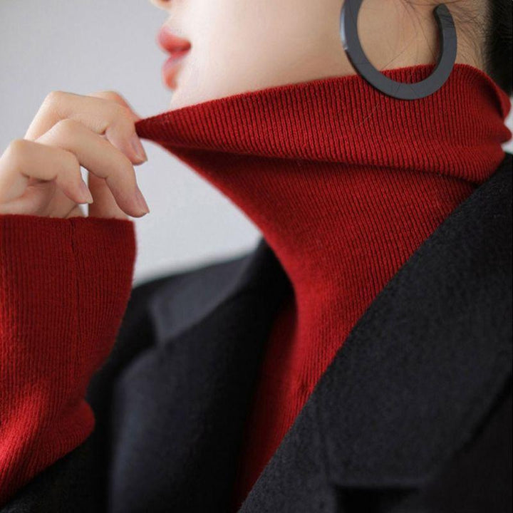 Women’s sweater with stand-up collar, slim fit