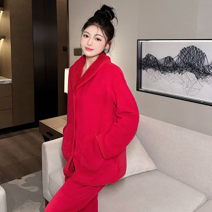 Ladies' Pajama Set made of flannel, warm and festive