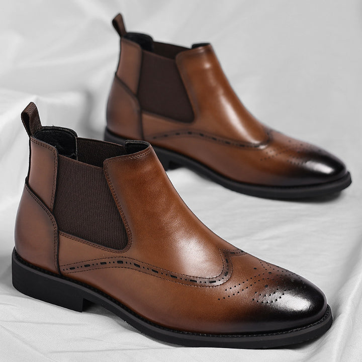 Men's Chelsea Boots in Vintage Brogue Style