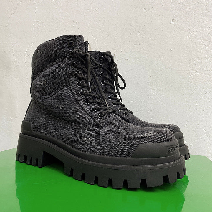 Padded men's canvas boots in vintage look
