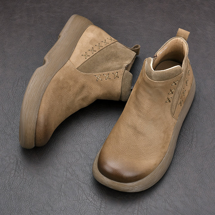 Men's Chelsea boots made of real leather, lined, with zipper