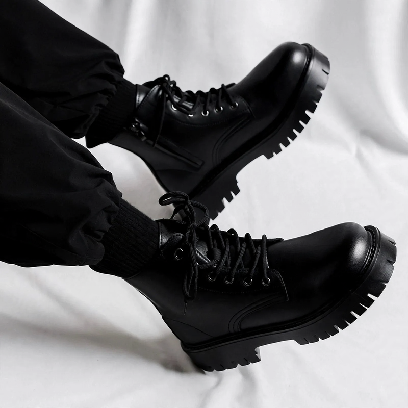 Men's ankle boots with side zipper, high-top