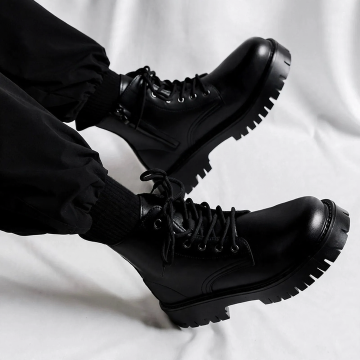 Men's ankle boots with side zipper, high-top
