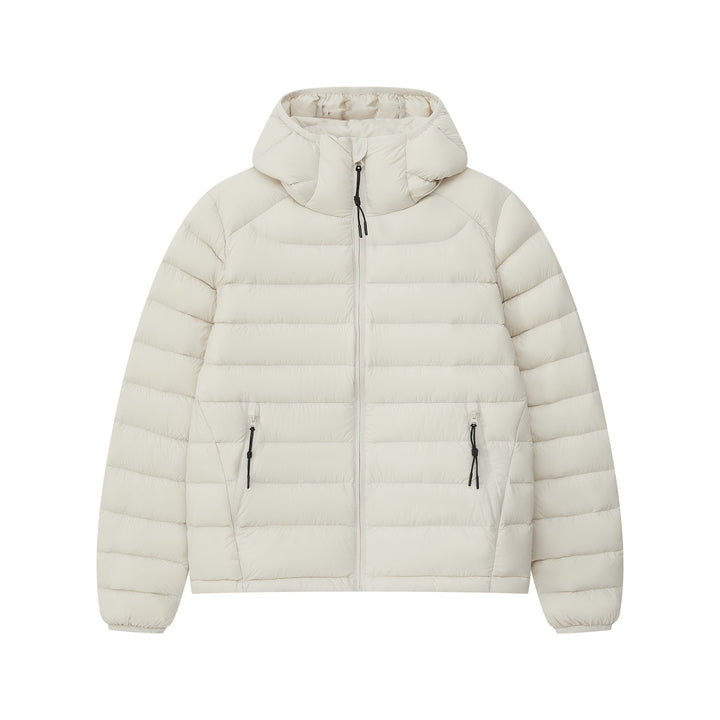 Women's down jacket with hood, quilted, warm
