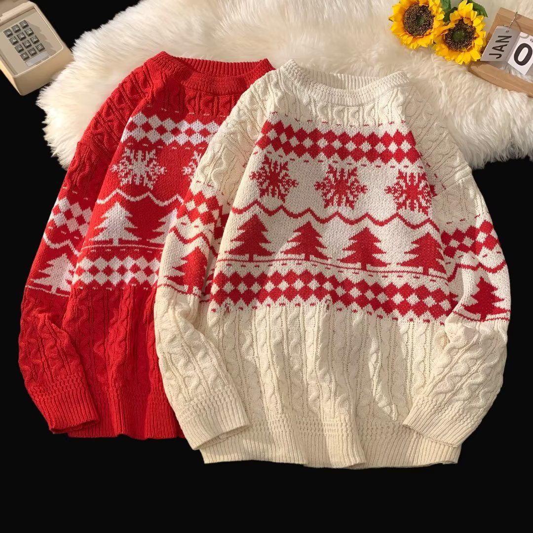 Retro knit sweater in American style