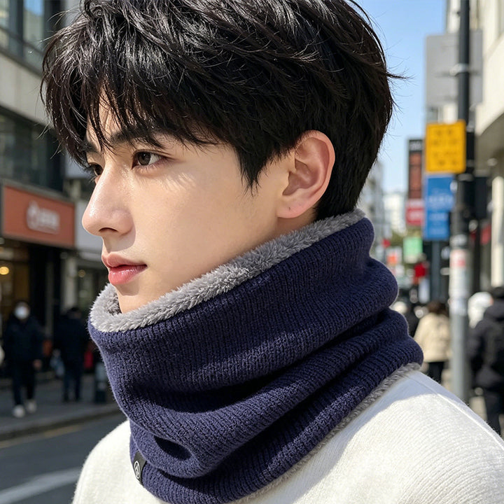 Padded knitted scarf, warming, for winter