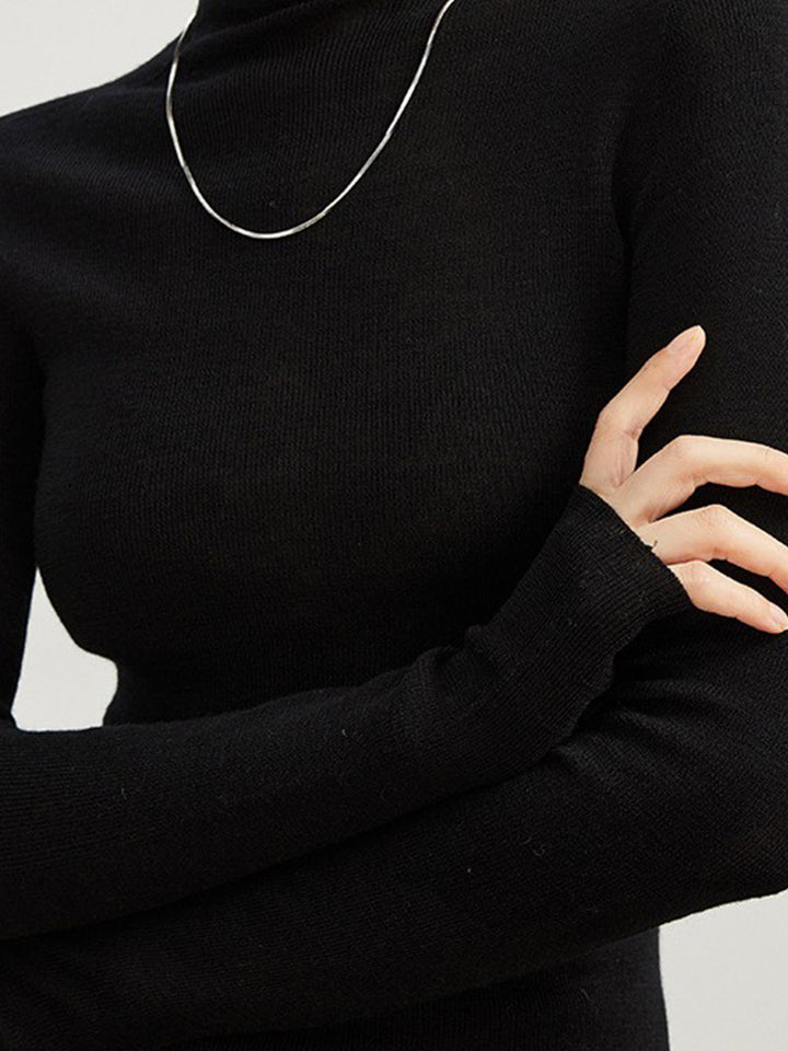 Women’s turtleneck sweater, 100% wool, seamless