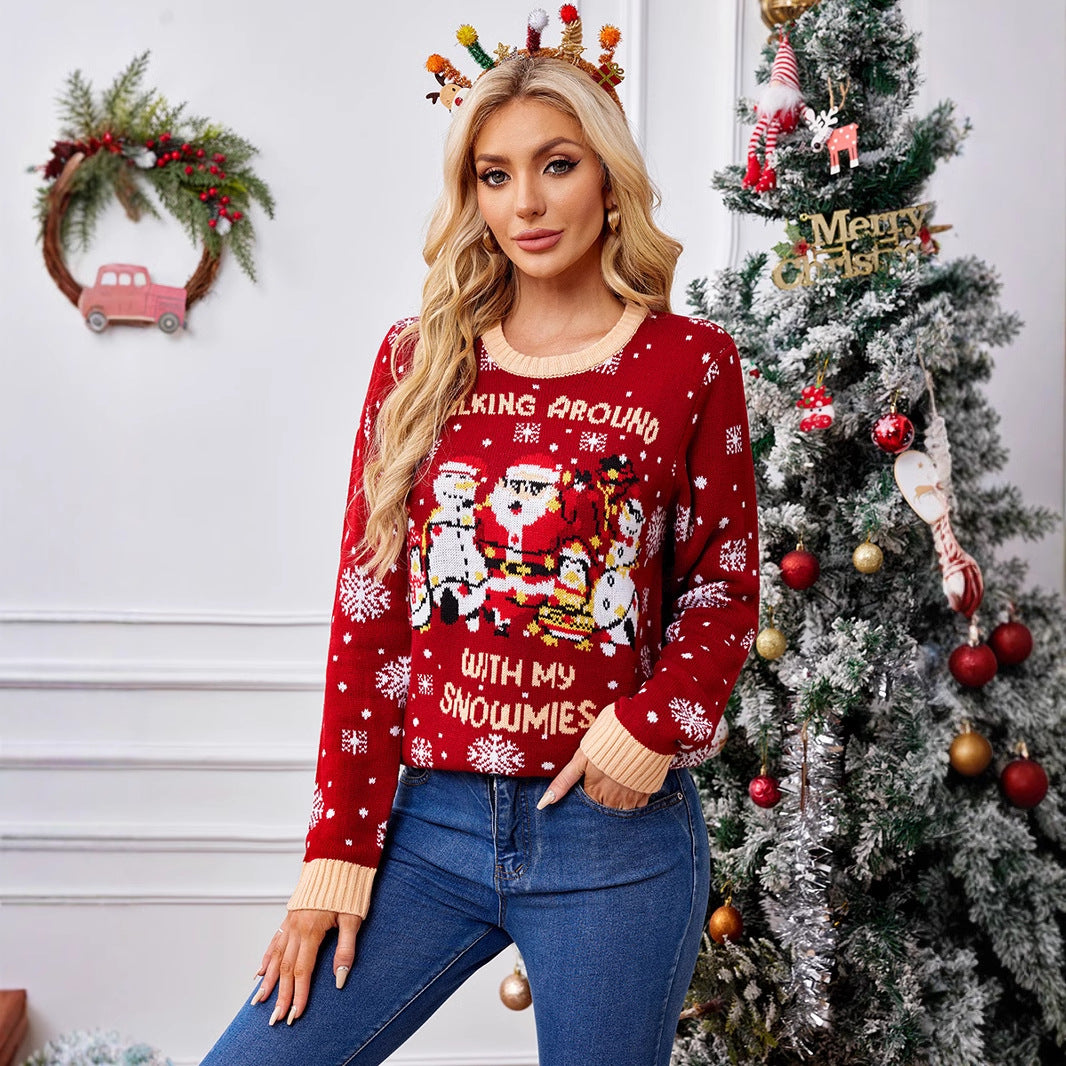 Women's Christmas sweater with snowflake pattern