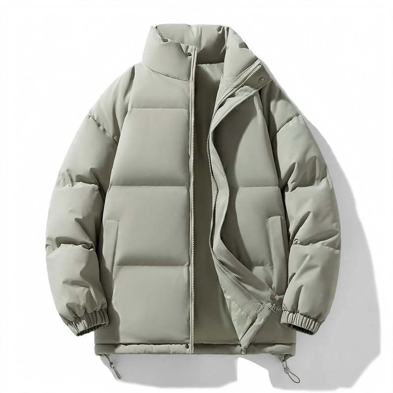 Unisex quilted jacket, stand-up collar, lined, solid color