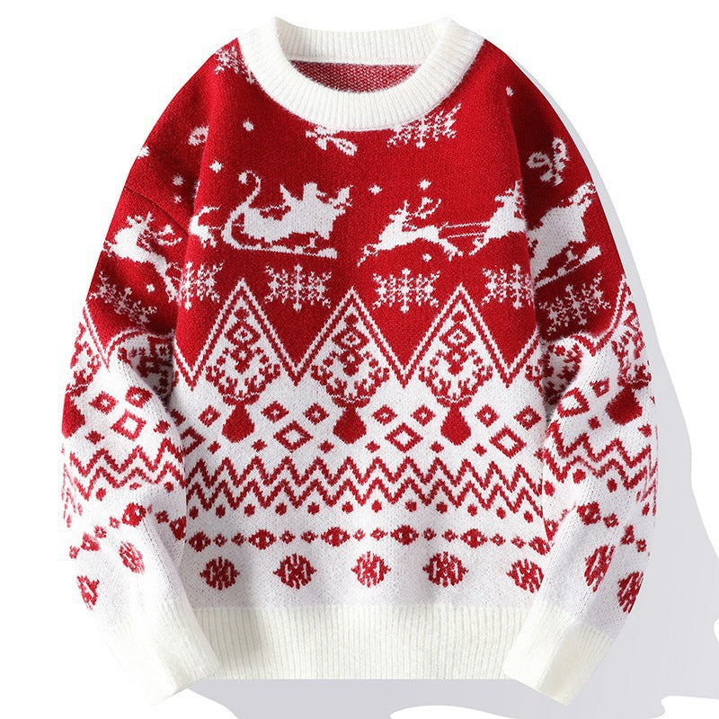 Knit pullover with round neck, floral pattern