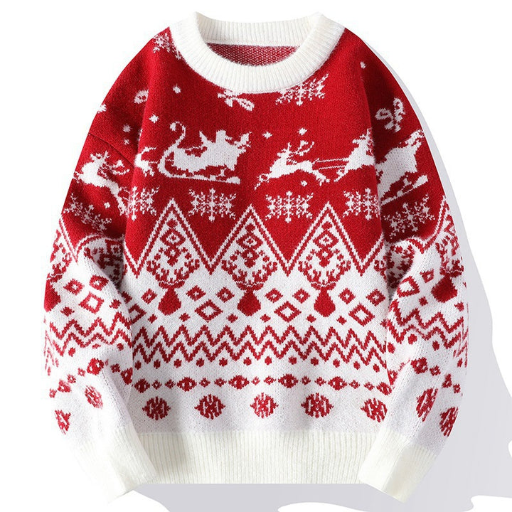 Knit pullover with round neck, floral pattern