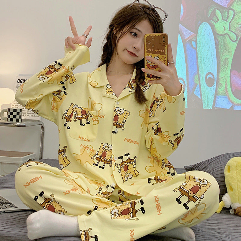 Women's Pajama Set, long-sleeved, with star pattern