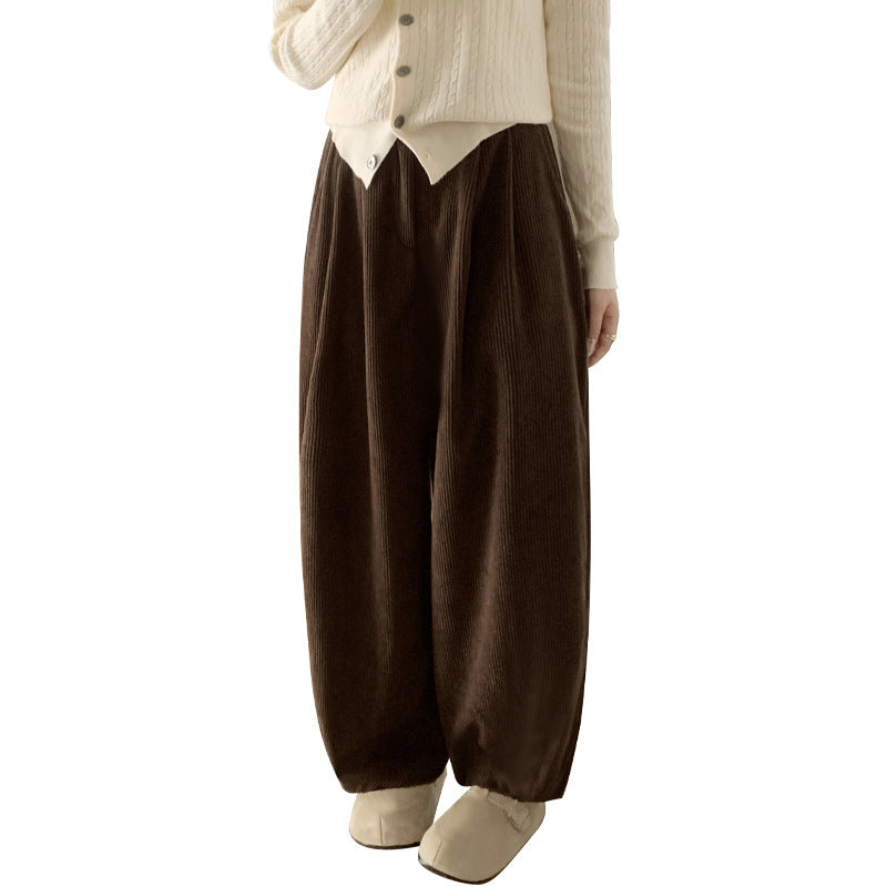 Cord-Harem pants with a high waistband