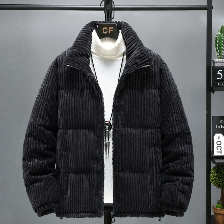 Men's Winter Jacket, Corduroy, Stand Collar, Lined