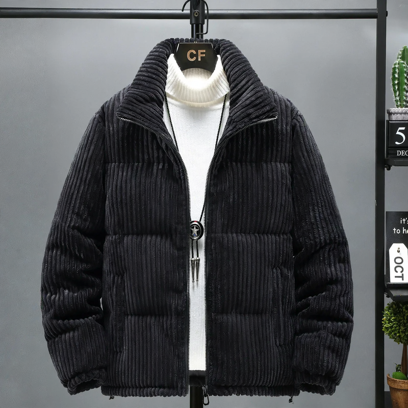 Men's Winter Jacket, Cord, Stand-Up Collar, Lined