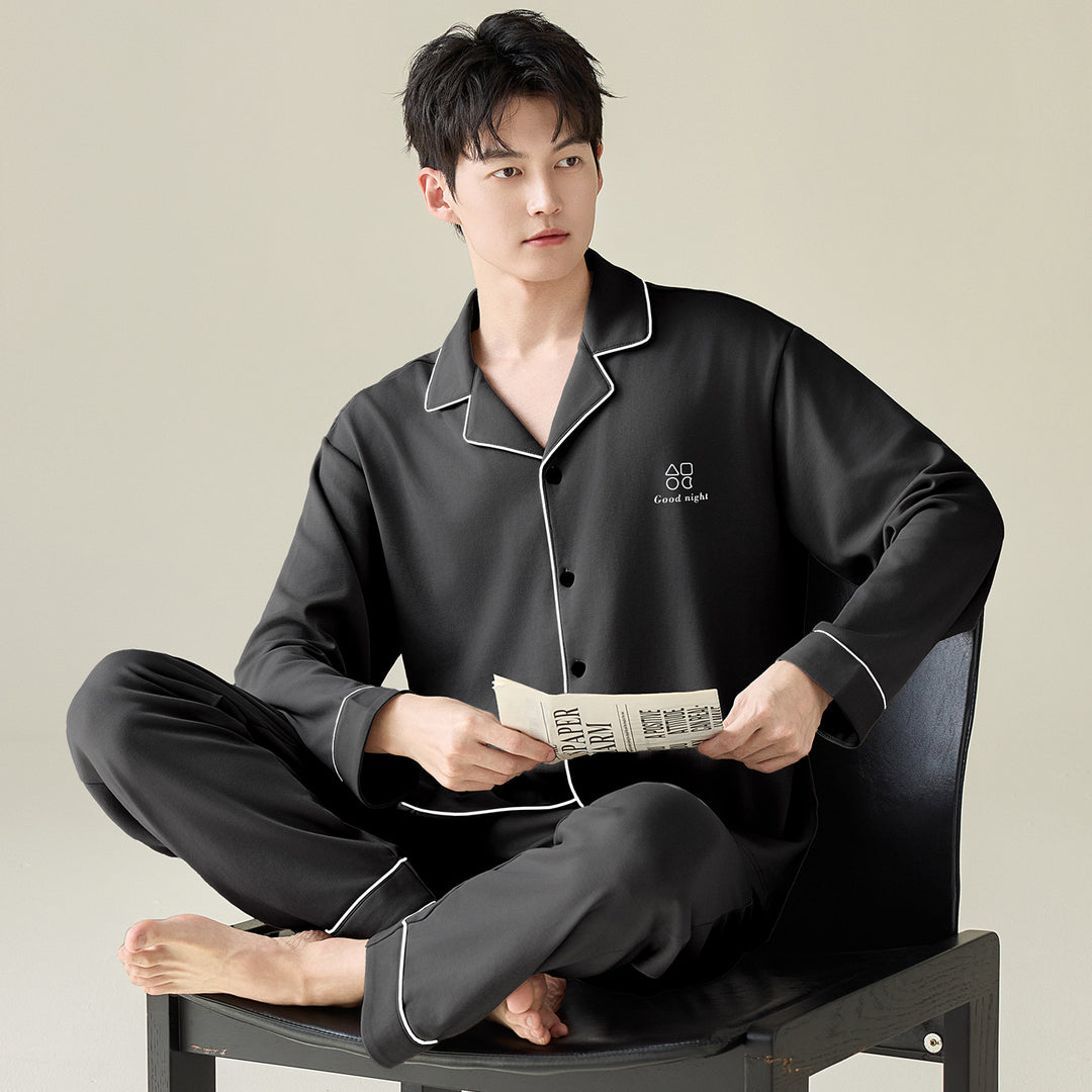 Men's cotton pajamas, casual fit, plus sizes