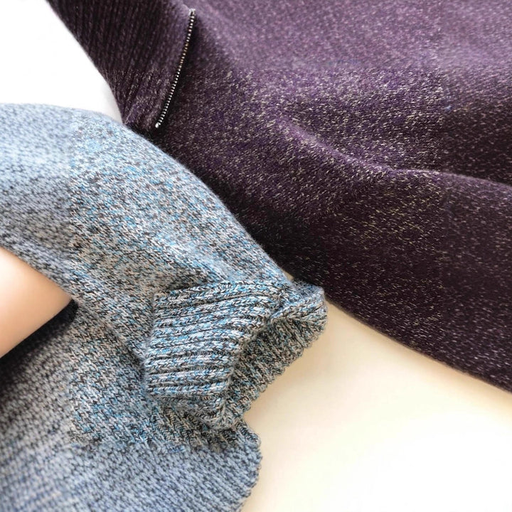 Men's Knit Sweater with Zipper and Stand-up Collar