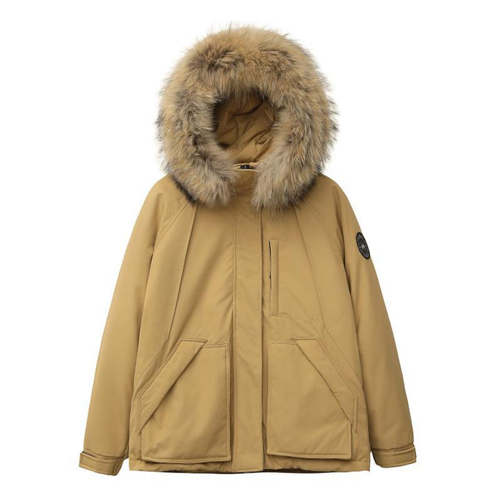 Women’s down coat, mid-length, plus sizes, white duck down