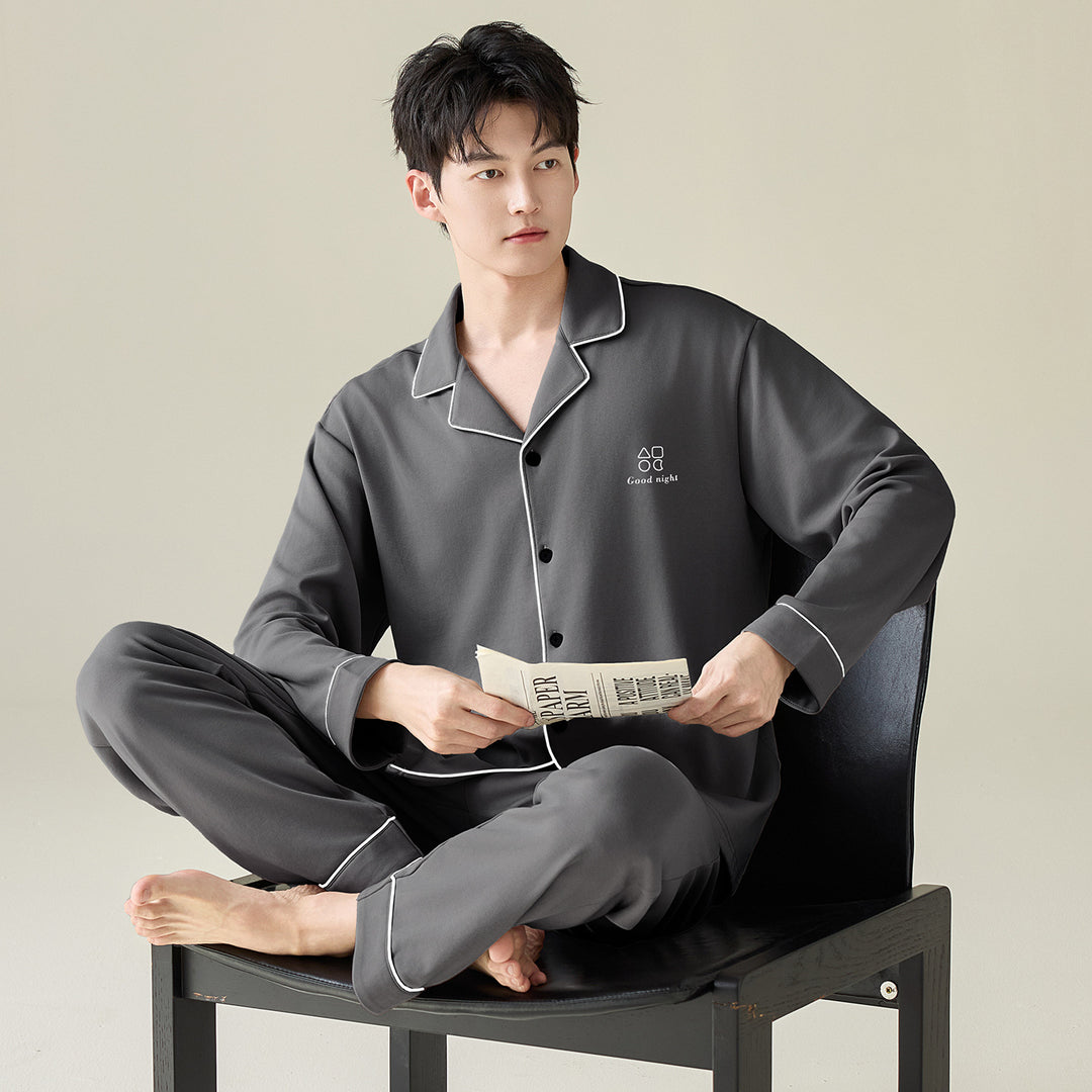 Men's cotton pajamas, casual fit, plus sizes