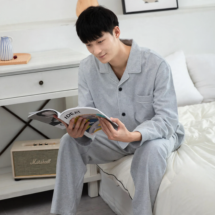 Padded cotton pajamas for men, checkered