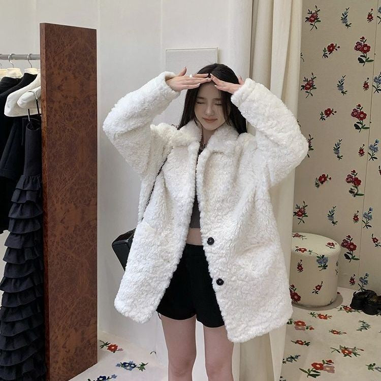 Teddy-Coat, black, lined, ladies